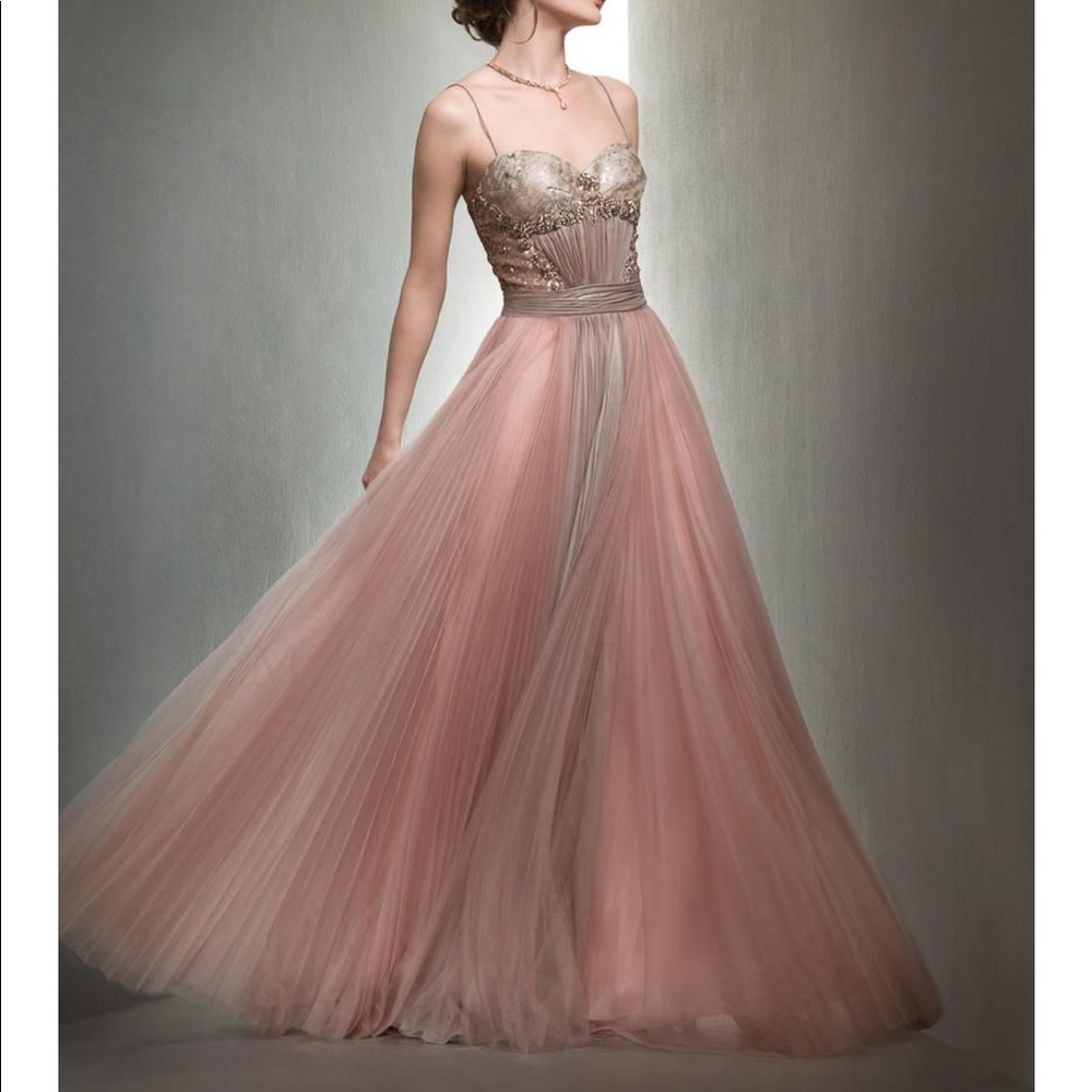 Mignon Blush Embellished Evening Prom